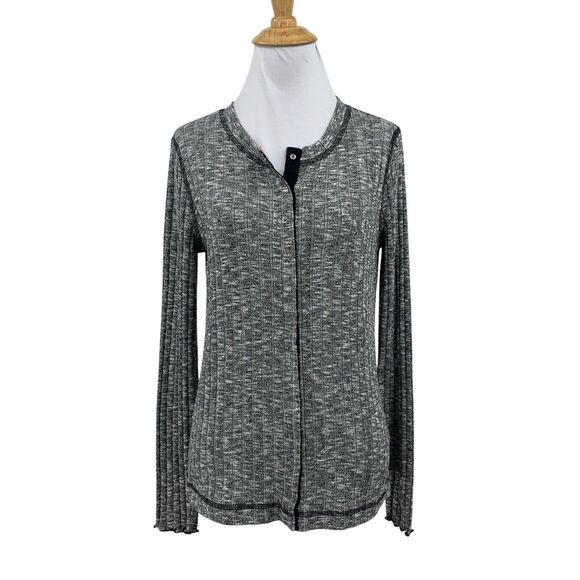 Michael Stars Sweater Womens OS One Size Grey Hidden Snap Buttons Long Sleeve - Picture 1 of 14